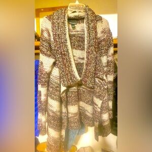 Cynthia Rowley Cardigan Sweater in gray and plum colors